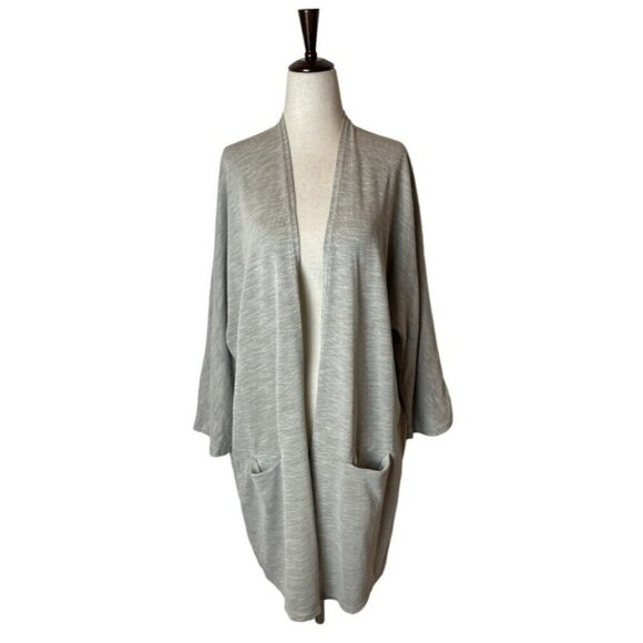 DONNI‎ Beige And Gray Open Front Long Lightweight Open Cardigan Sweater OSFA - Picture 1 of 10